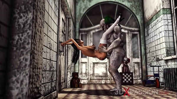 A horny girl has her first anal rough fuck with an evil clown