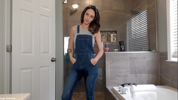 Sage Eldritch Wetting Blue Jean Overalls & Panties thumbnail