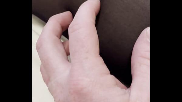 Boy rubs my feet in my new stockings 