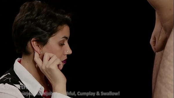 My beautiful wife gives a sensual blowjob then plays with the cum before swallowing