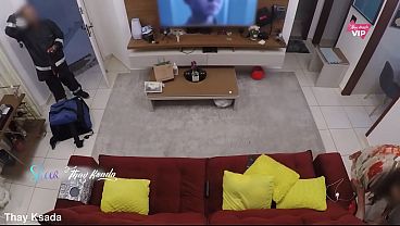 Hot wife thay ksada receiving the delivery and letting him apply cream to her breasts 