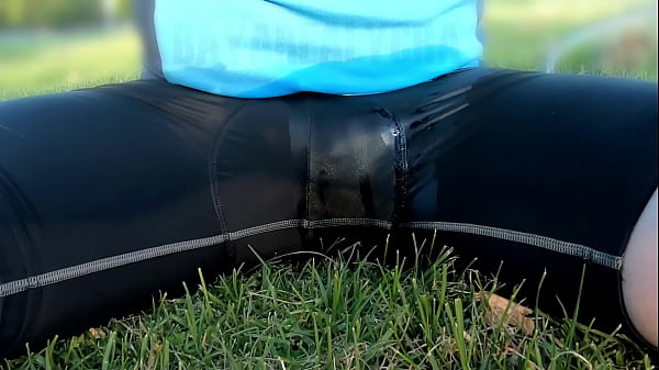 Piss in Spandex Sitting Outside 