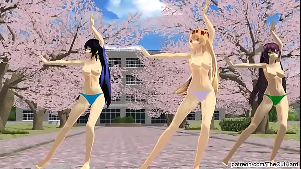 Mmd models dance three girls panty striptease 