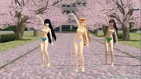 Mmd models dance three girls panty striptease 