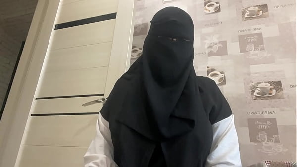 Friend's Arab wife with sexy holes masturbates in the kitchen 