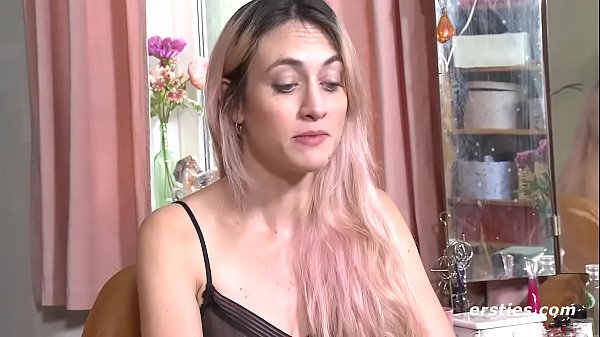 Stockinged babe fucking herself