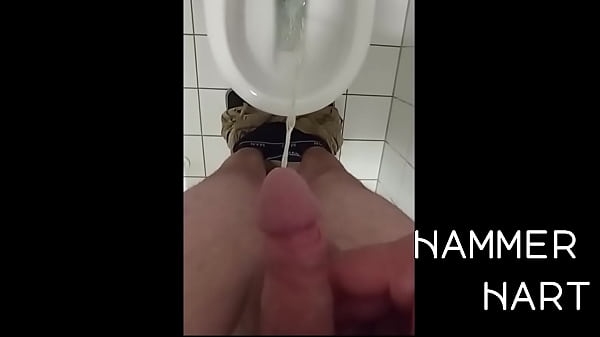 Pissing & wanking with half hard dick