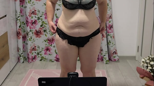 Chubby mom changes different panties on webcam and shows off her hairy pussy and big butt an appetizing figure with big tits and a plump belly in sex chat lures fans of mature bbw's