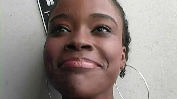 Natural cute black teen tries out gloryhole 4 