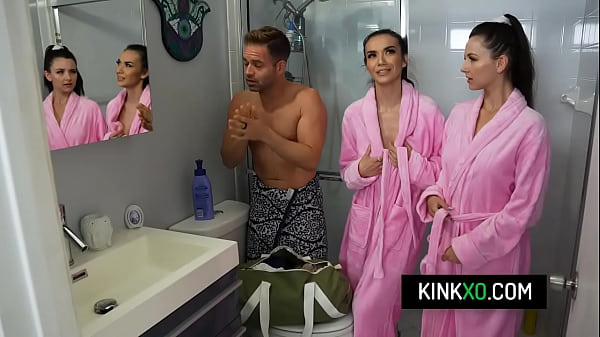 Lucky stud got seduced by a skinny teens in an threesome sex 