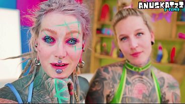 Extreme ALT Latex Strap-On Lesbian Sex - Tattooed Babe, German Dirty Talk