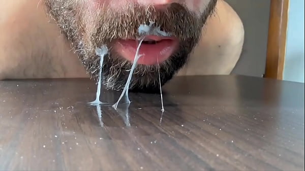 Cum in my mouth and on my beard, down it goes! Yummy! 
