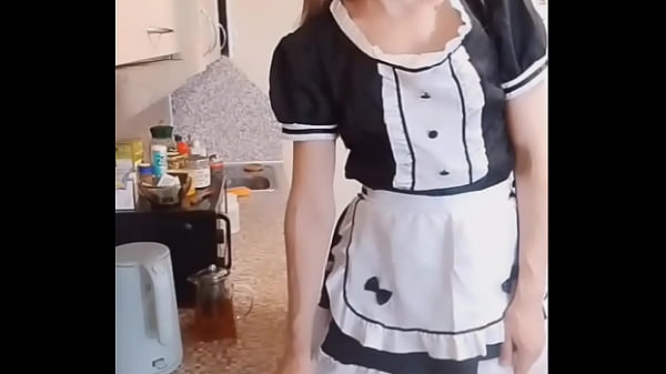 Maid vladasexytrans stretching big anal gape and cleaning 