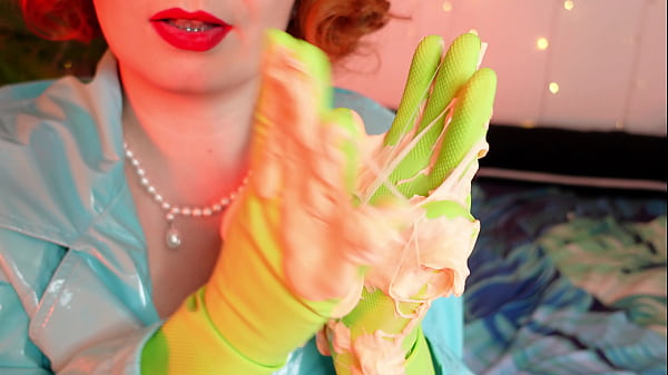 sexy MILF close up video with gloves - latex tease 