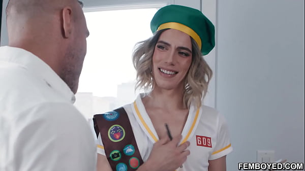 Naughty femboy dressed like a scout attire! 