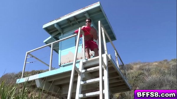 Horny teens flirts with the_lifeguard and_suck his cock!