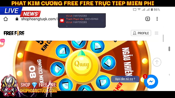 Tặng kim cương FREE FIRE Kênh Youtube - NVT Vlogger