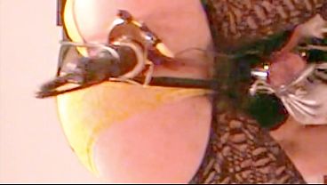 Jett hoover cums twice once prematurely as she injects a cum load through a big black dildo a second time while right after fucking herself with a giant curling iron that is plugged in and hot 