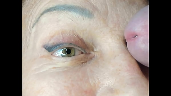 Milf extremely close up cumshot on eye orgasm 