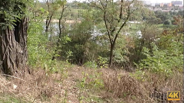 HUNT4K. Tall hottie gives tender asshole for hard outdoor fucking