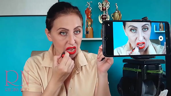 Lips teasing withred lipstick Red lipstick kissing teasing by Regina Noir