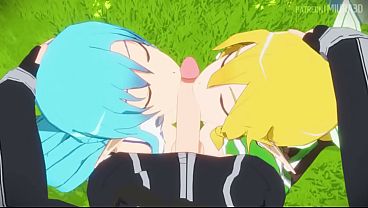 SAO - Sex in Alfheim with Asuna &amp_ Leafa (Sub.Espa&ntilde_ol) by Miura3D