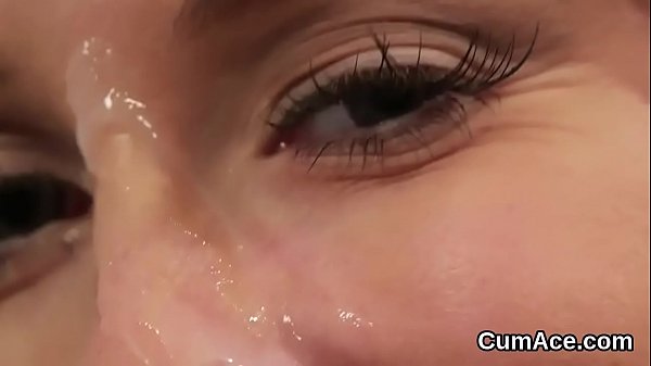 Wicked doll gets cum load on_her face gulping all the spunk