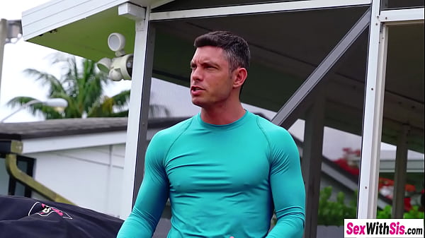 After masturbation petite teen Aria Banks sucked stepbrothers hard cock