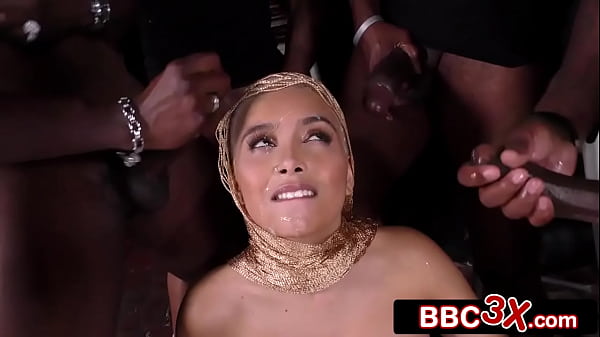 Play MP4 - Big Tits Middle-Eastern Beauty Gets Facialized By Black Gang In a Bar