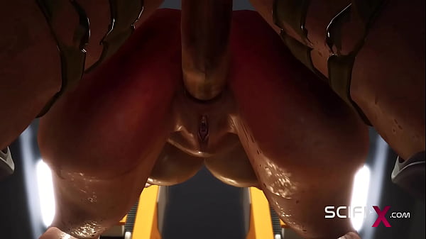 Cyber hunterfucks hard a sexy brunette in the sci-fi prison