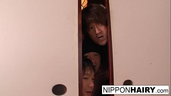 Japanese girl plays with_her pussy while someboys peep