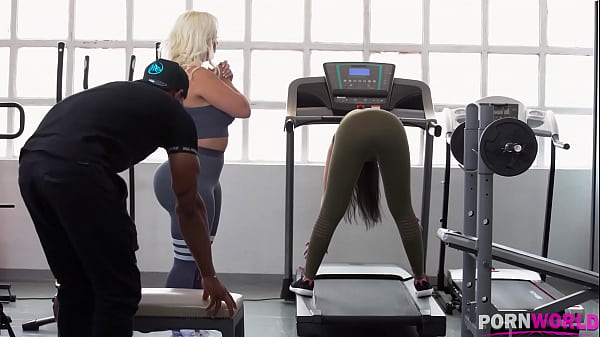 Interracial Birthday Celebration in the Gym with Busty American MILF Blondie Fesser and Julia de Lucia 