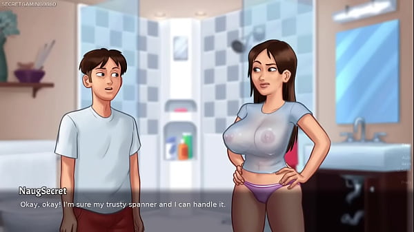 Summertime saga by kompas productions horny and lucky dude loves seeing his next door roommate big juicy wet boobs busty house milf wants him to help her 