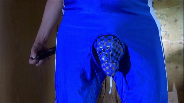 E stim cum milking with chastity cage