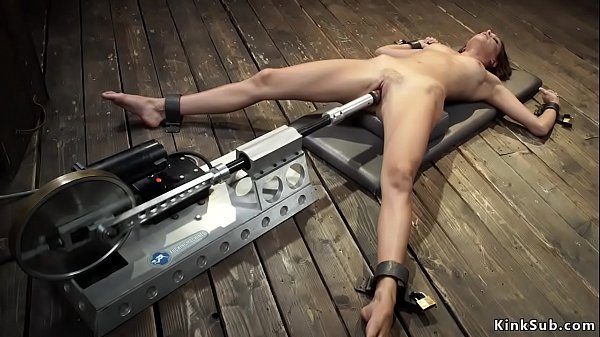 Brunette fucks bigbrown dick machine