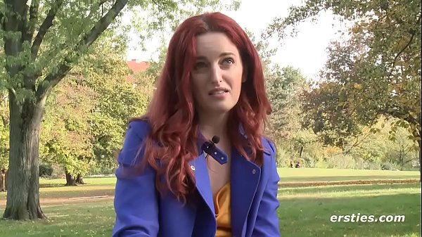 Amateur Babe With Long Legs andred hair fucks a huge dildo