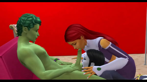 Raven x Starfire titan threesome babes