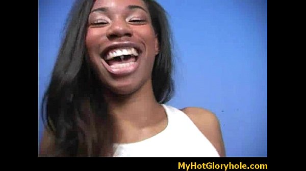 Black girl_sucking_their first white cock in Gloryhole 25