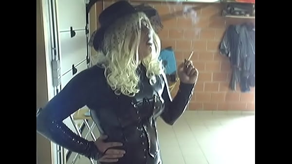 Smoking Crossdresser Loves Black 