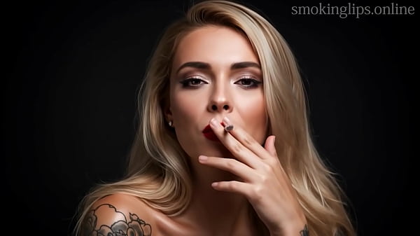 Smoke fetish smoking girl red lipstick ai movie 