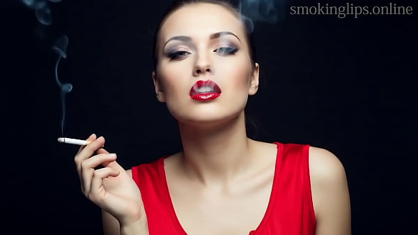 Smoke fetish smoking girl red lipstick ai movie