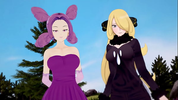Pokemon Big Tits threesome with Cynthia and Fantina