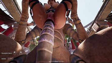 The Ancient Statue Awakened And Began Rhythmically Fucking Lara Croft In Her Tight Ass. Bdsm Outfit. 3d Hentai Animation thumbnail