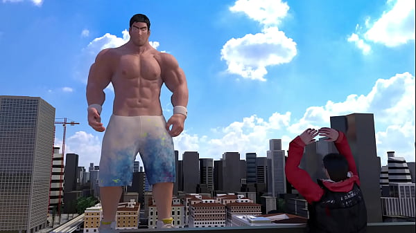 Giant Man Flexing His Muscles & Shooting His_Shot