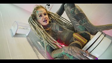 Tattoo Covered Solo Piss &ndash; Dreads, Fishnets & Golden Shower Fun 