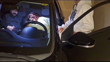 Cuckold leaves wife with her ass out the car window for strangers to fuck her! 