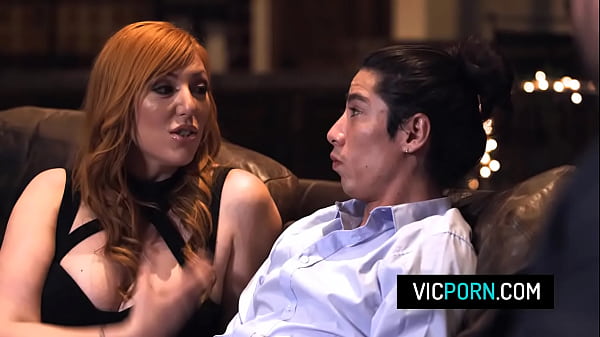 Curvy redhead wife Lauren_Phillips fucks_with her_husband_s bff while he_watches_them