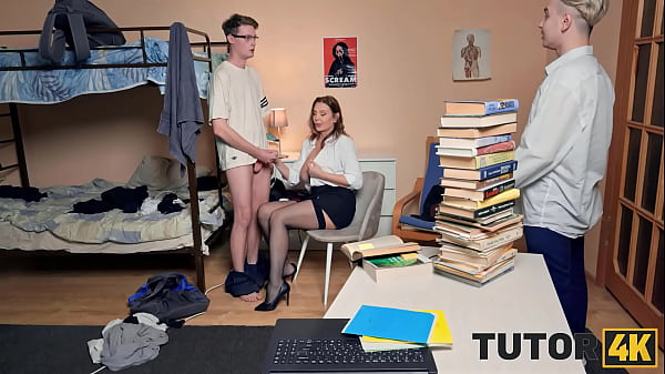 Play MP4 - TUTOR4K&period; Naughty tutor with huge breasts is fucking will college students in the dormitory
