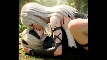 2B x A2  lesbian kissing (Nier Automata / AI generated)