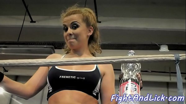 Europeanlesbians wrestling in a boxing ring